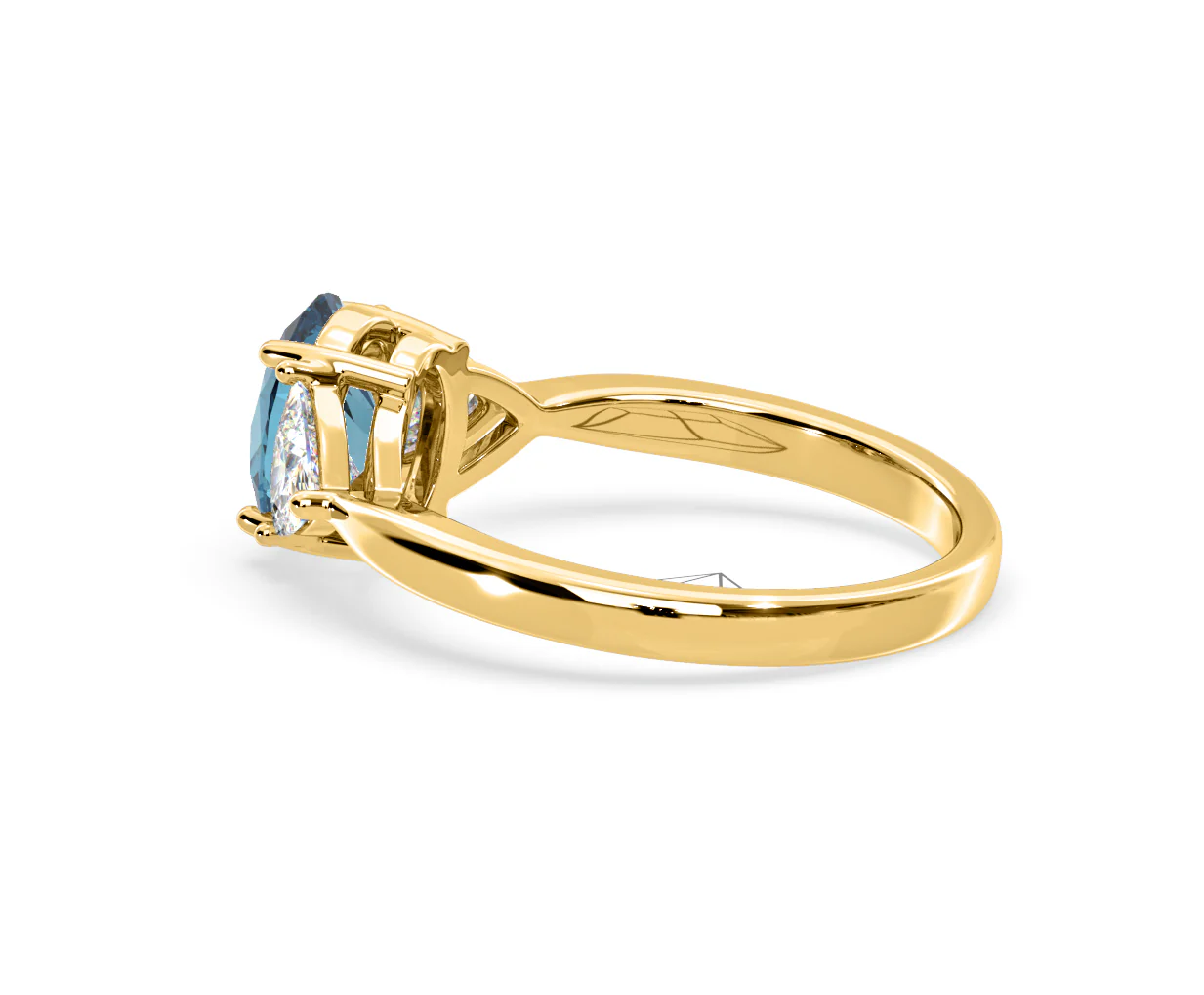 Dalia Blue Lab Diamond Oval with Trillions 1.70ct Ring in 18K Yellow Gold - Elara Collection - Image 32