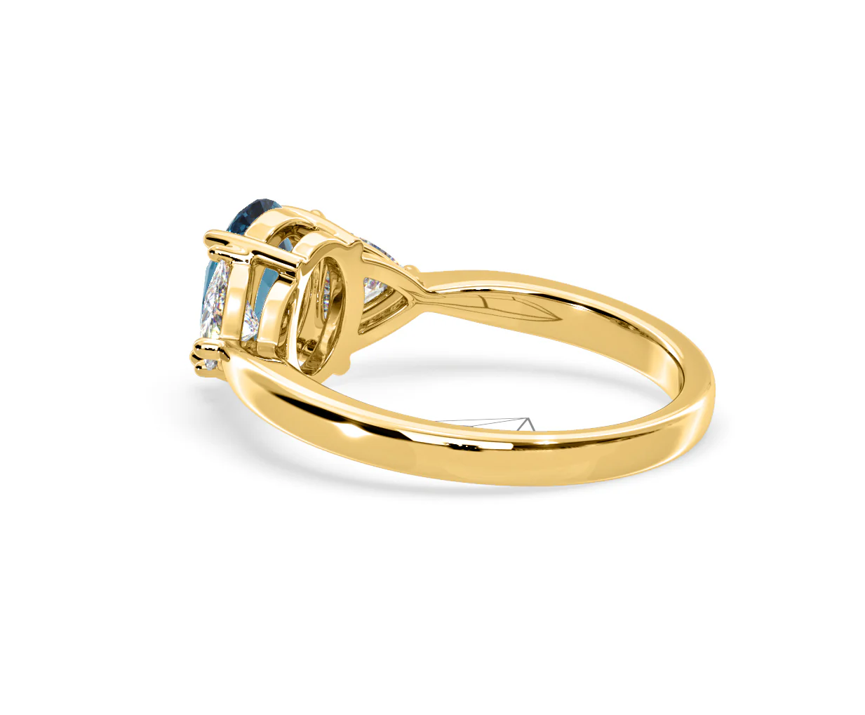 Dalia Blue Lab Diamond Oval with Trillions 1.70ct Ring in 18K Yellow Gold - Elara Collection - Image 35