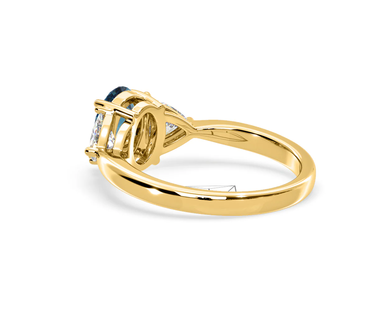 Dalia Blue Lab Diamond Oval with Trillions 1.70ct Ring in 18K Yellow Gold - Elara Collection - Image 36