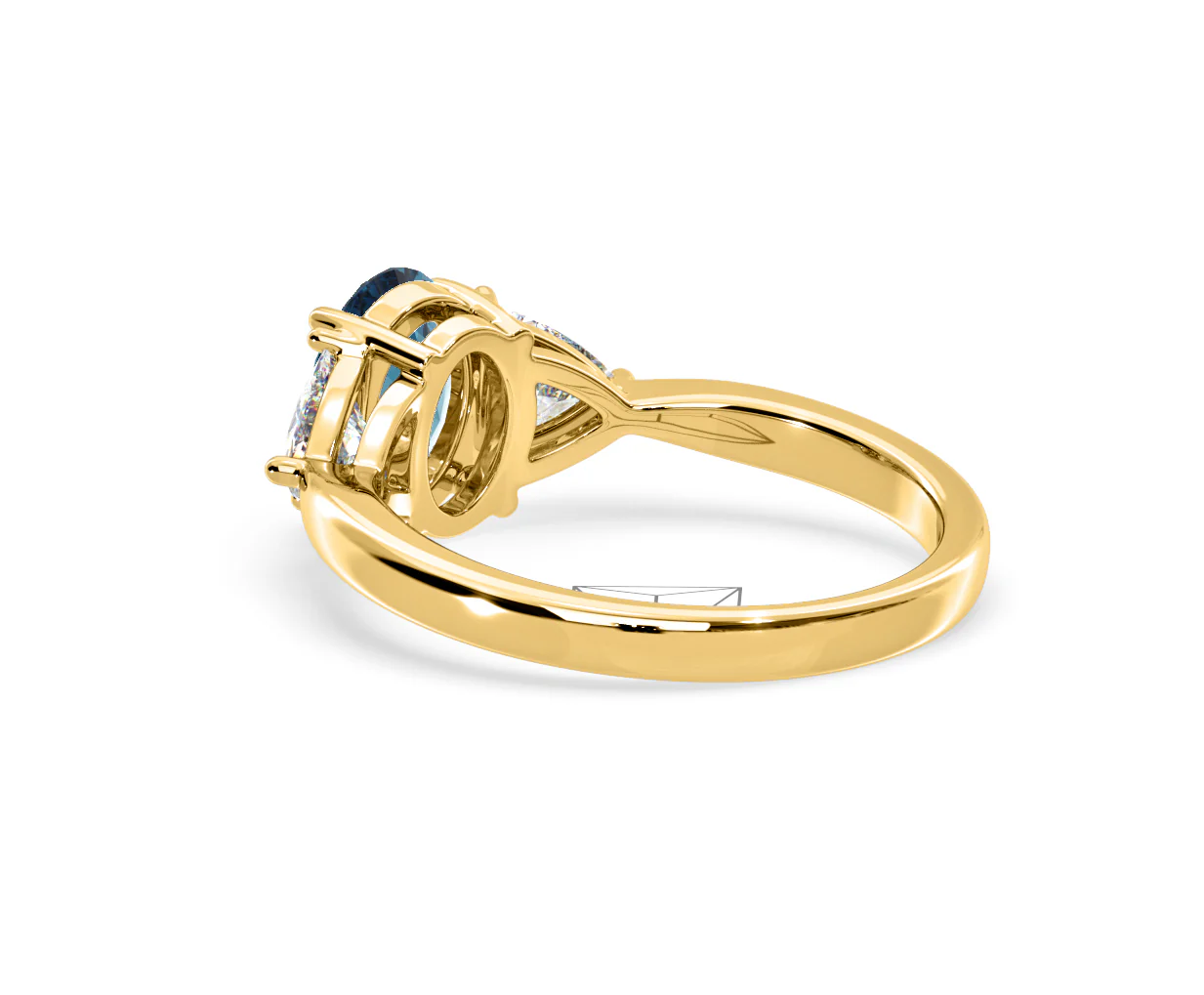 Dalia Blue Lab Diamond Oval with Trillions 1.70ct Ring in 18K Yellow Gold - Elara Collection - Image 37