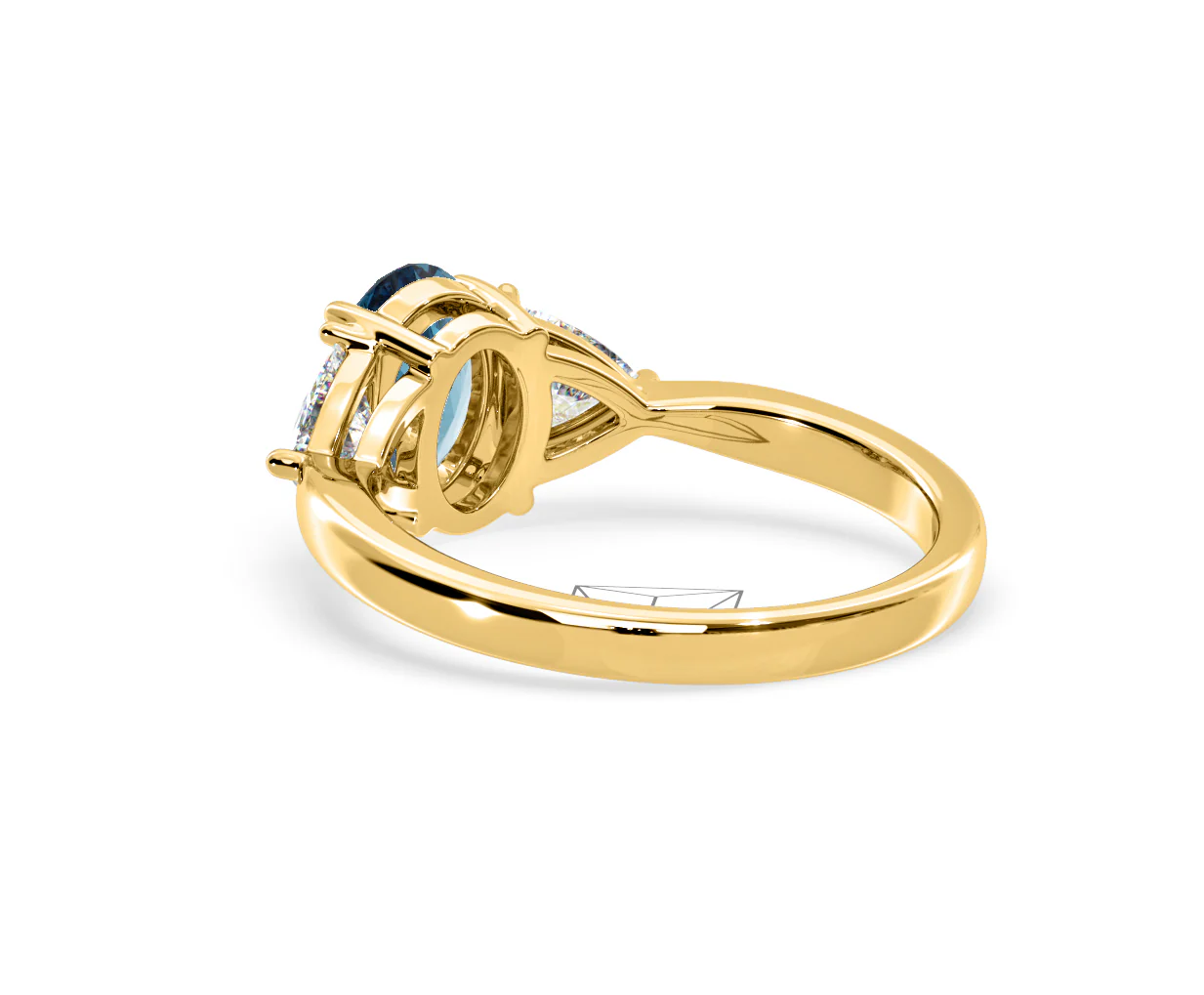 Dalia Blue Lab Diamond Oval with Trillions 1.70ct Ring in 18K Yellow Gold - Elara Collection - Image 38