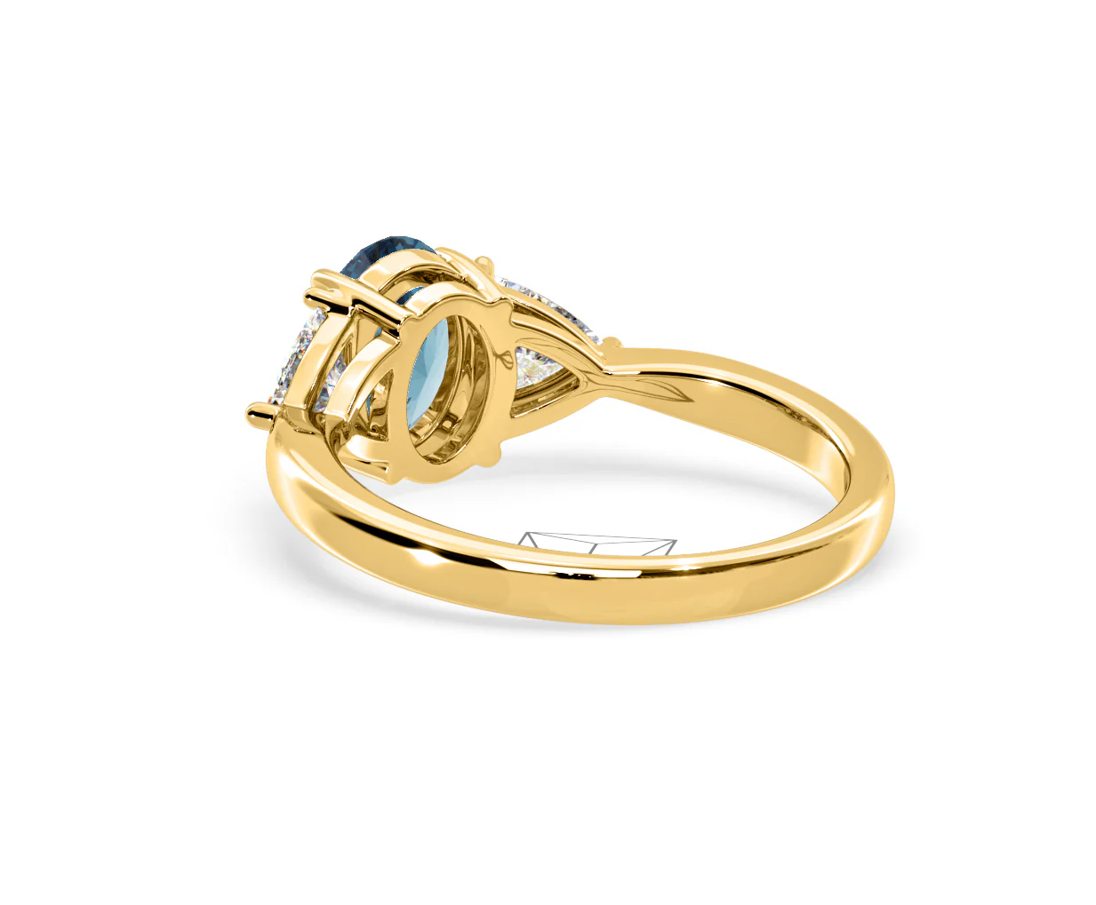 Dalia Blue Lab Diamond Oval with Trillions 1.70ct Ring in 18K Yellow Gold - Elara Collection - Image 39