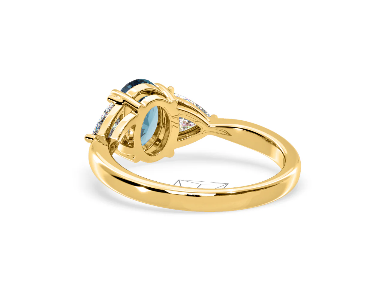 Dalia Blue Lab Diamond Oval with Trillions 1.70ct Ring in 18K Yellow Gold - Elara Collection - Image 40
