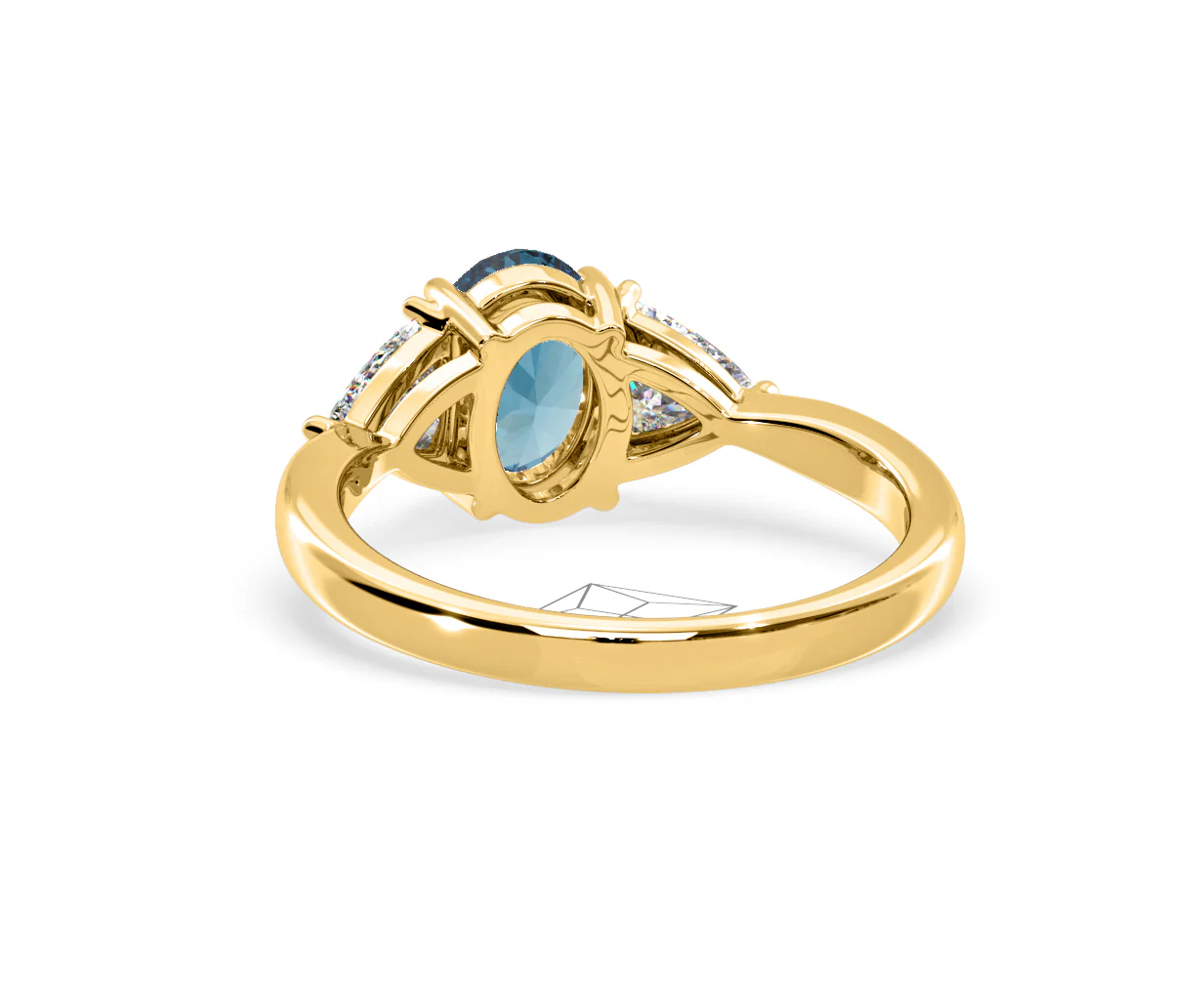 Dalia Blue Lab Diamond Oval with Trillions 1.70ct Ring in 18K Yellow Gold - Elara Collection - Image 43