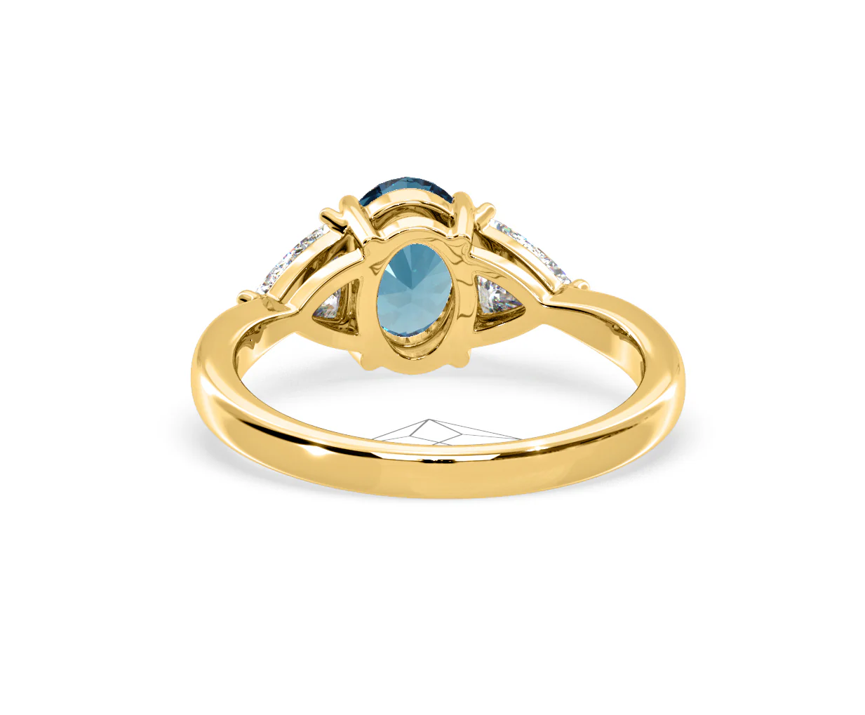 Dalia Blue Lab Diamond Oval with Trillions 1.70ct Ring in 18K Yellow Gold - Elara Collection - Image 45