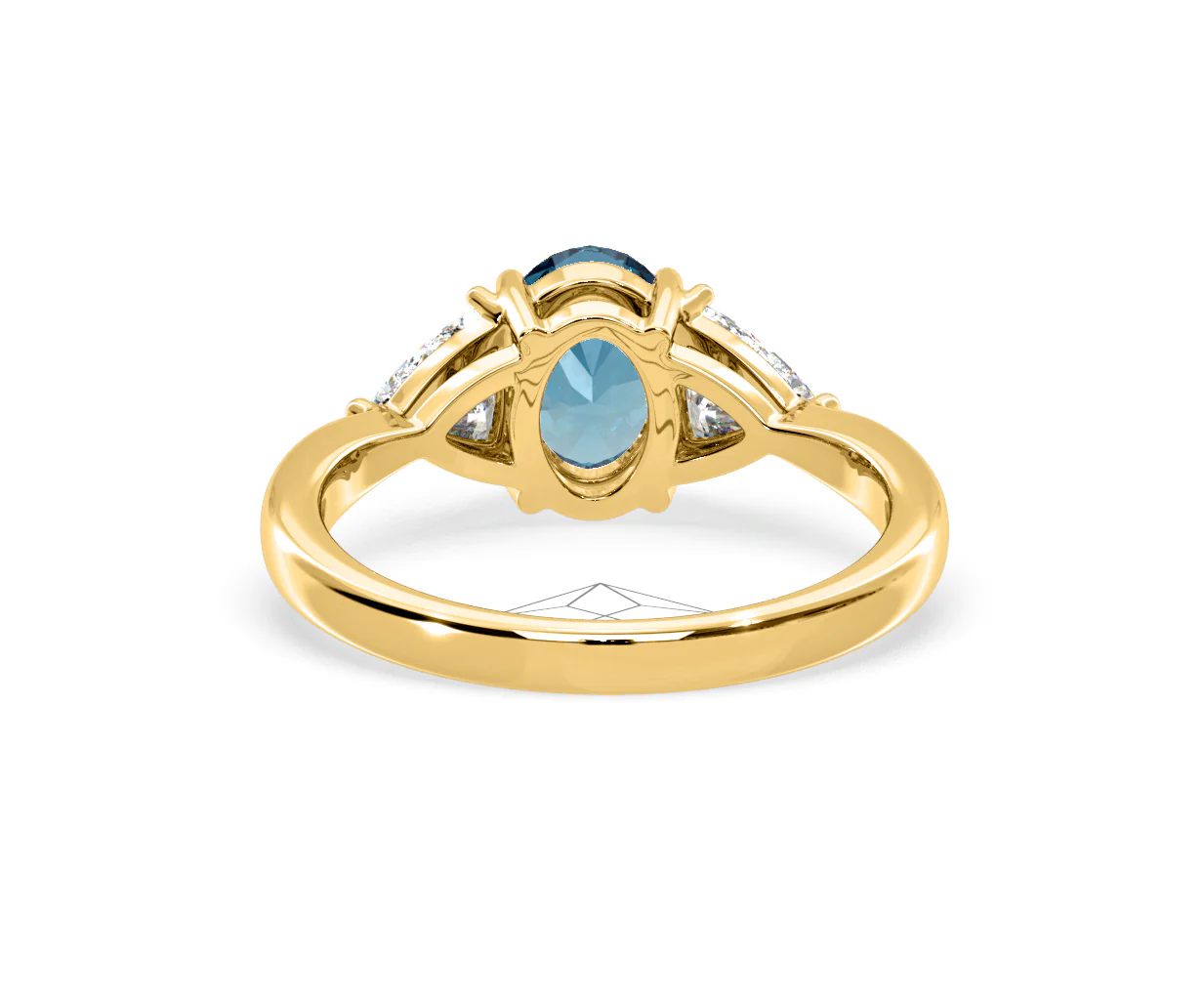 Dalia Blue Lab Diamond Oval with Trillions 1.70ct Ring in 18K Yellow Gold - Elara Collection - Image 46