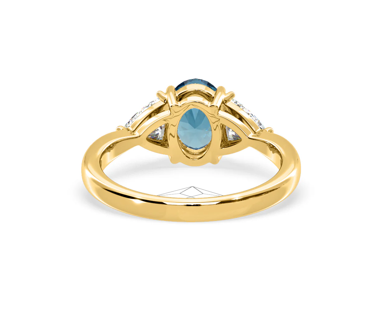 Dalia Blue Lab Diamond Oval with Trillions 1.70ct Ring in 18K Yellow Gold - Elara Collection - Image 47