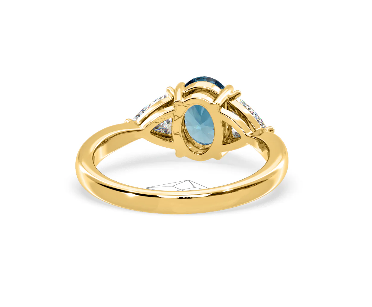 Dalia Blue Lab Diamond Oval with Trillions 1.70ct Ring in 18K Yellow Gold - Elara Collection - Image 49
