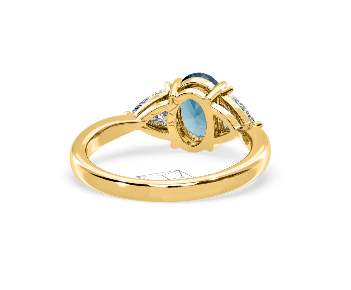 Dalia Blue Lab Diamond Oval with Trillions 1.70ct Ring in 18K Yellow Gold - Elara Collection - Image 50