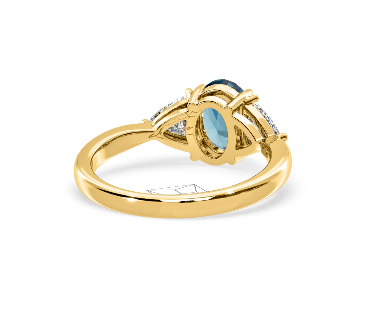 Dalia Blue Lab Diamond Oval with Trillions 1.70ct Ring in 18K Yellow Gold - Elara Collection - Image 51