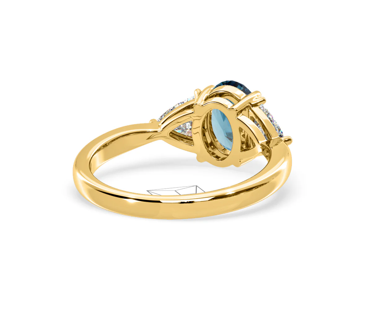 Dalia Blue Lab Diamond Oval with Trillions 1.70ct Ring in 18K Yellow Gold - Elara Collection - Image 52