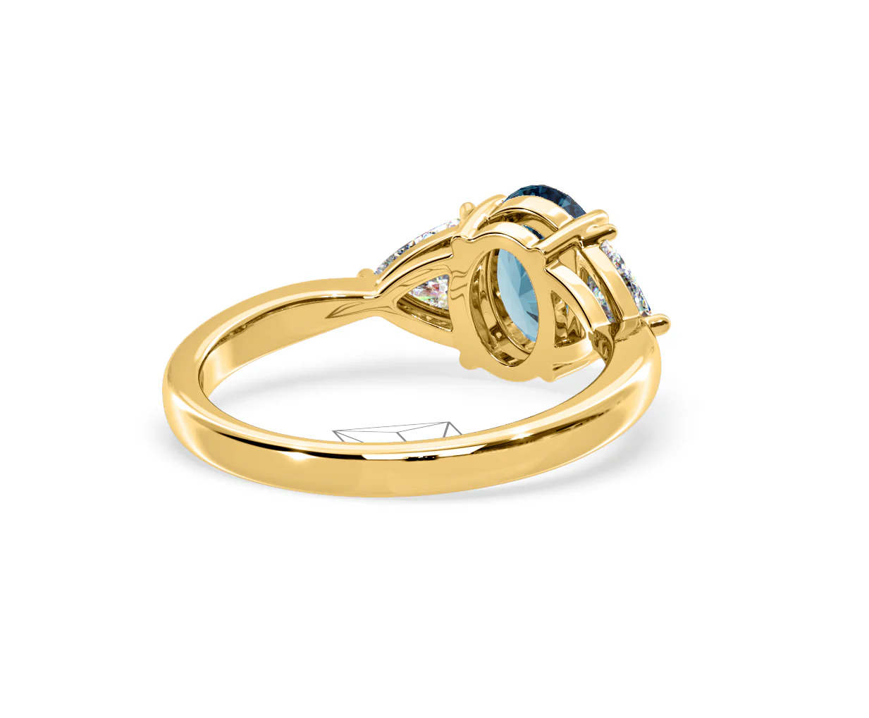 Dalia Blue Lab Diamond Oval with Trillions 1.70ct Ring in 18K Yellow Gold - Elara Collection - Image 53