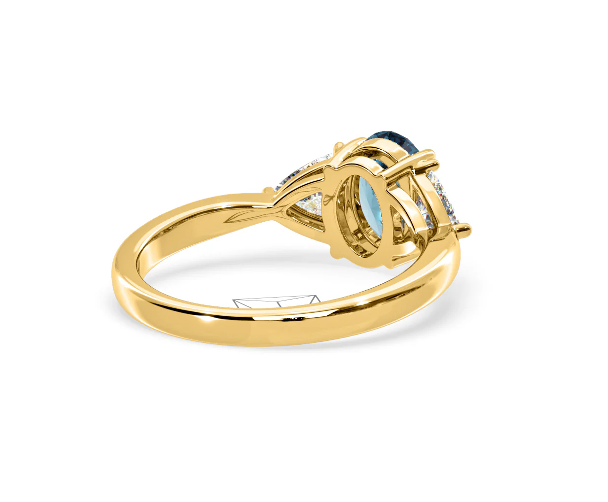 Dalia Blue Lab Diamond Oval with Trillions 1.70ct Ring in 18K Yellow Gold - Elara Collection - Image 54