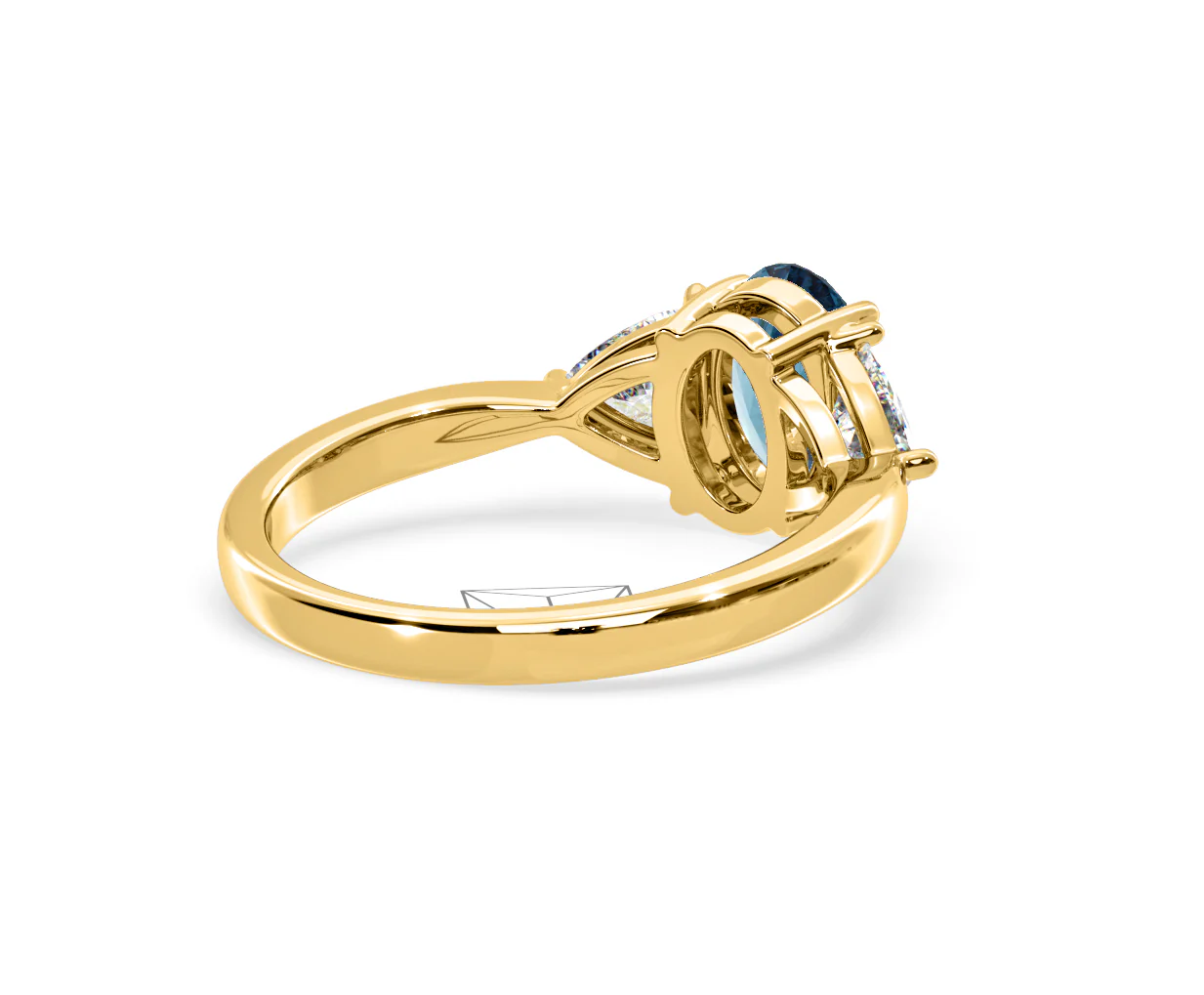Dalia Blue Lab Diamond Oval with Trillions 1.70ct Ring in 18K Yellow Gold - Elara Collection - Image 55