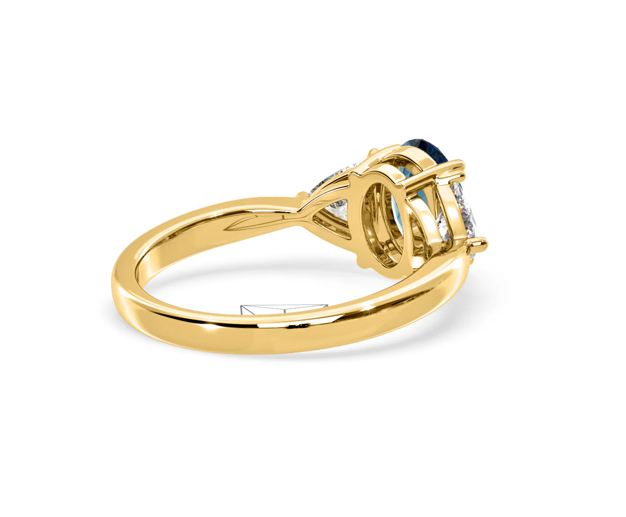 Dalia Blue Lab Diamond Oval with Trillions 1.70ct Ring in 18K Yellow Gold - Elara Collection - Image 56