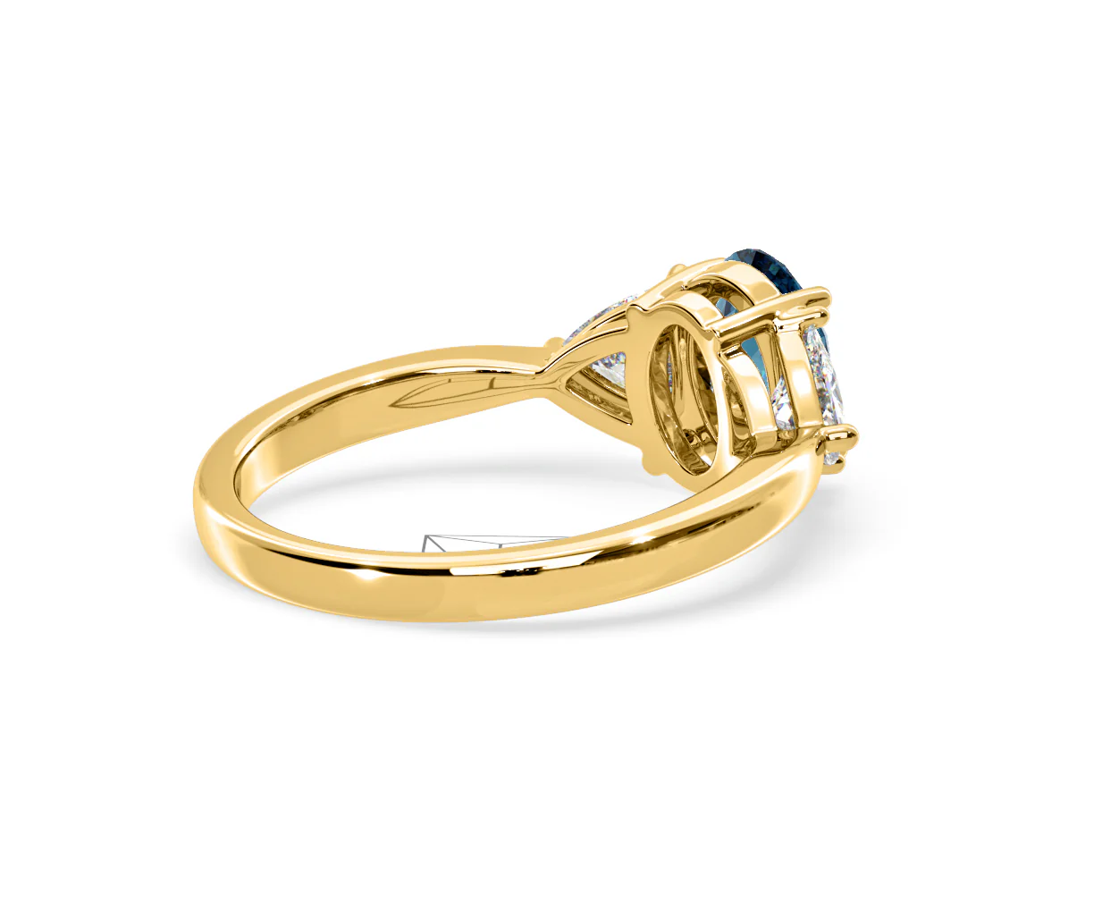 Dalia Blue Lab Diamond Oval with Trillions 1.70ct Ring in 18K Yellow Gold - Elara Collection - Image 57