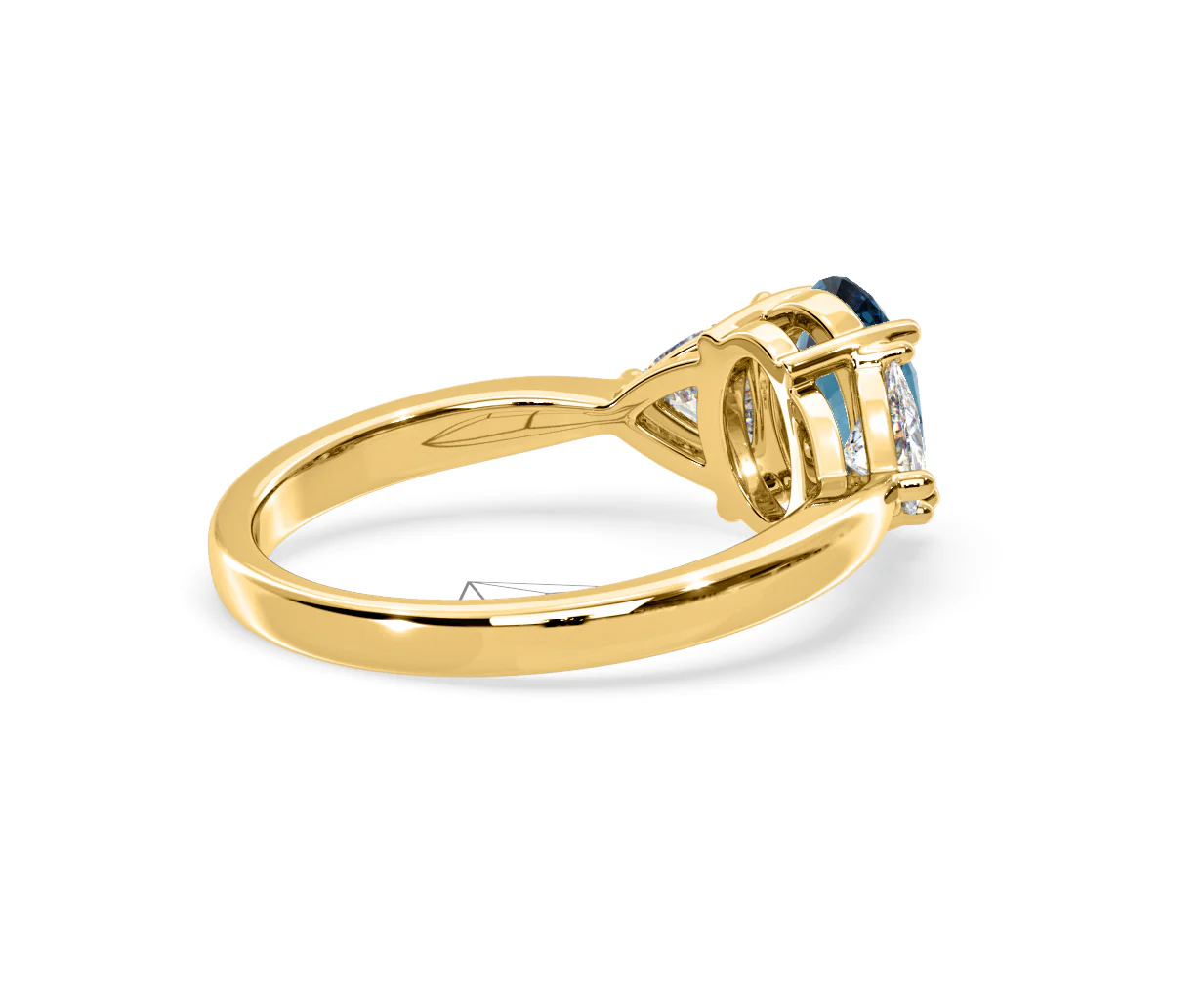 Dalia Blue Lab Diamond Oval with Trillions 1.70ct Ring in 18K Yellow Gold - Elara Collection - Image 58