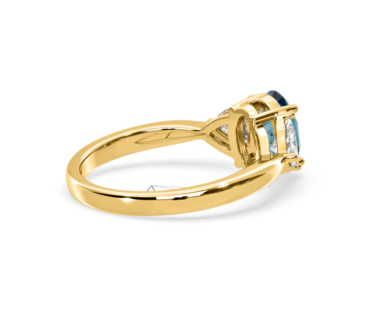 Dalia Blue Lab Diamond Oval with Trillions 1.70ct Ring in 18K Yellow Gold - Elara Collection - Image 59