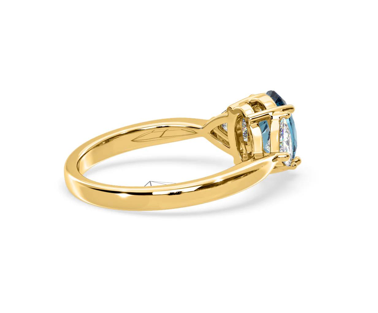 Dalia Blue Lab Diamond Oval with Trillions 1.70ct Ring in 18K Yellow Gold - Elara Collection - Image 60