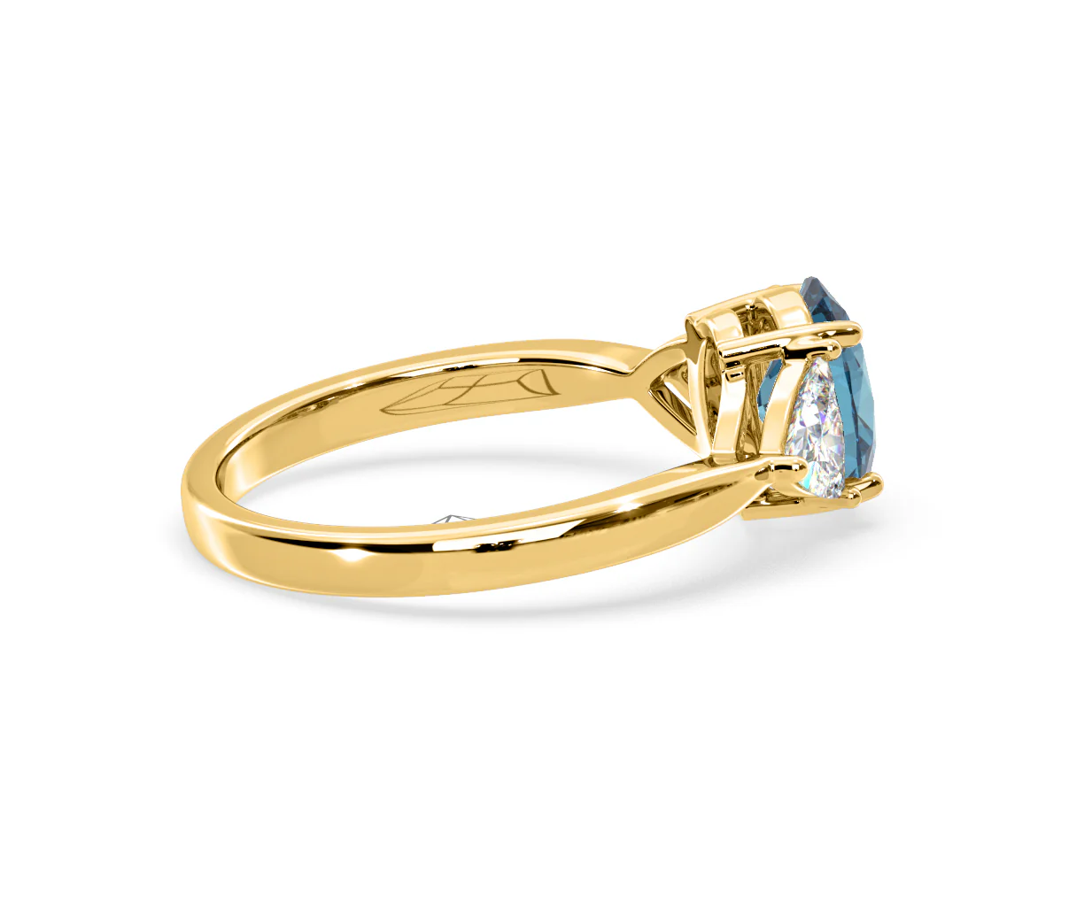 Dalia Blue Lab Diamond Oval with Trillions 1.70ct Ring in 18K Yellow Gold - Elara Collection - Image 63