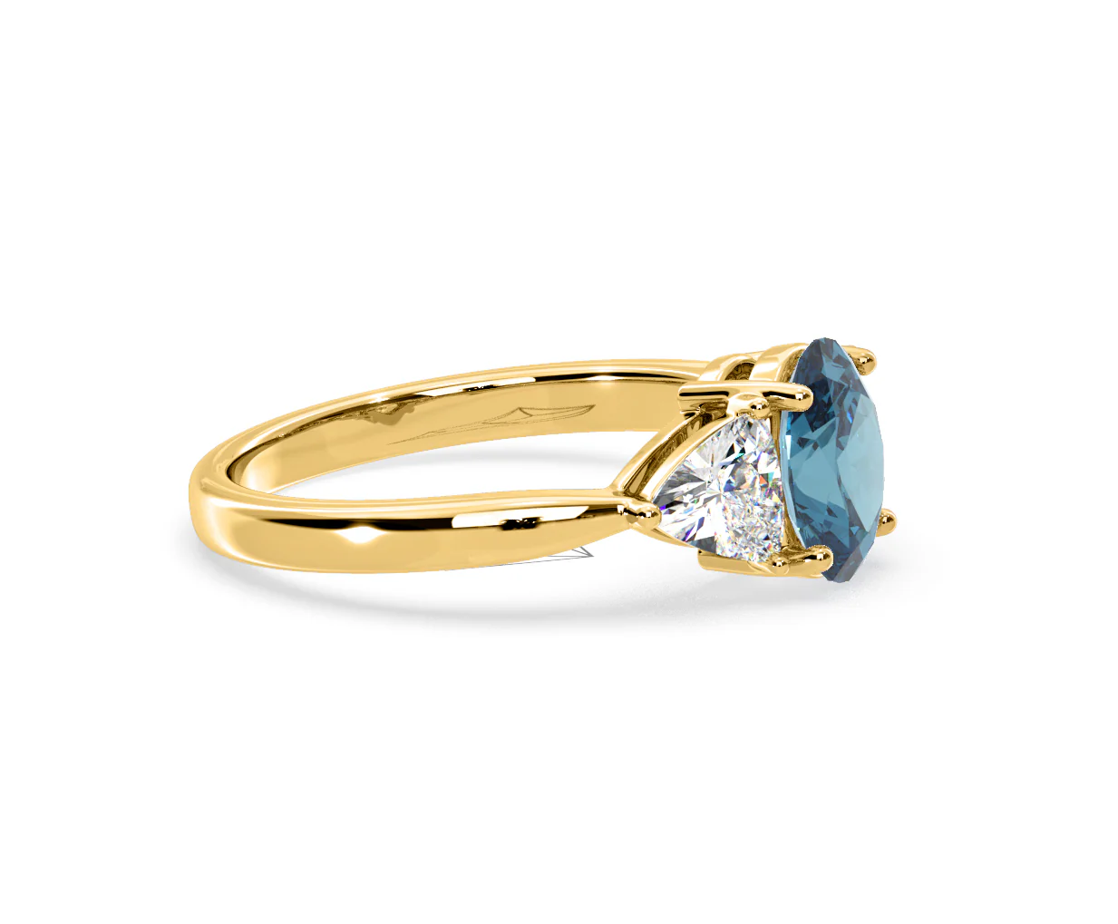 Dalia Blue Lab Diamond Oval with Trillions 1.70ct Ring in 18K Yellow Gold - Elara Collection - Image 72