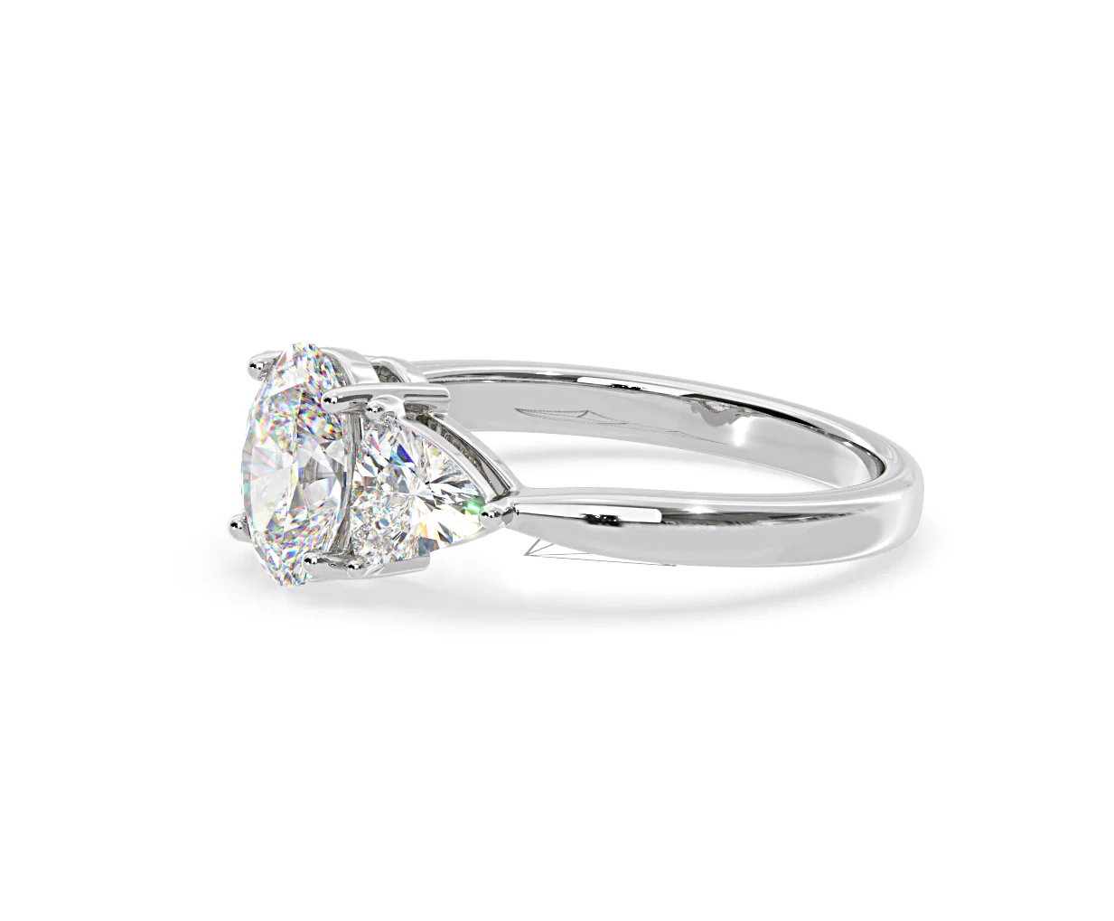 Dalia Lab Diamond Oval with Trillions 1.70ct Ring in 18K White Gold F/VS1 - Image 101
