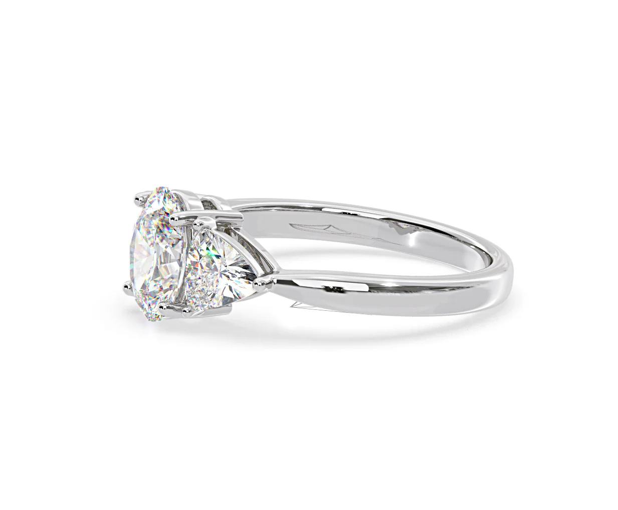Dalia Lab Diamond Oval with Trillions 1.70ct Ring in 18K White Gold F/VS1 - Image 102