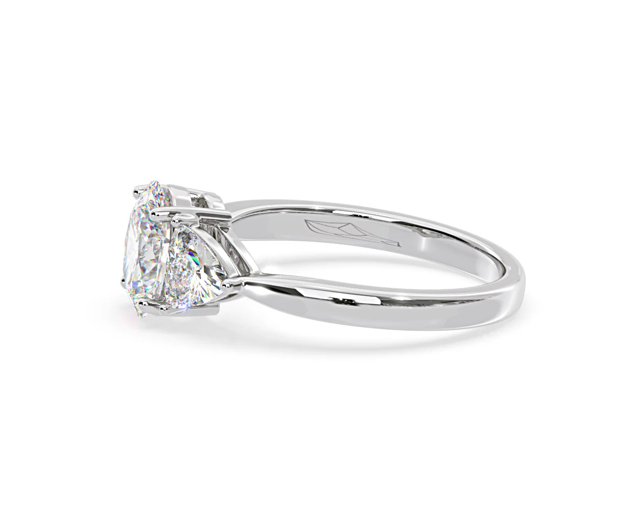 Dalia Lab Diamond Oval with Trillions 1.70ct Ring in 18K White Gold F/VS1 - Image 105