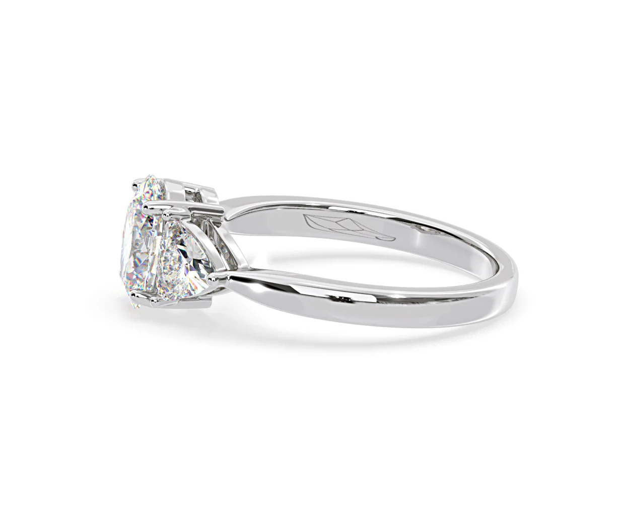 Dalia Lab Diamond Oval with Trillions 1.70ct Ring in 18K White Gold F/VS1 - Image 106