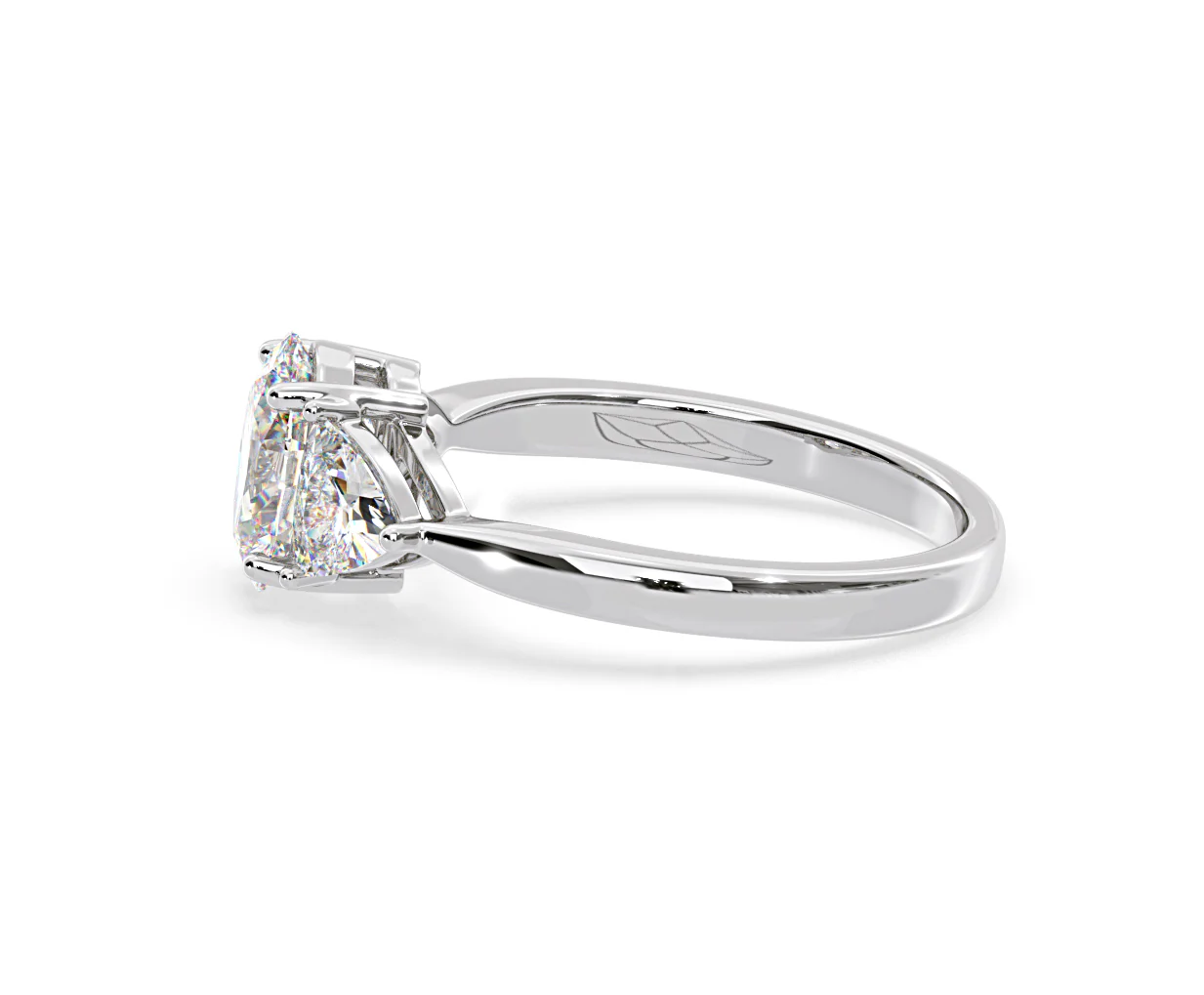 Dalia Lab Diamond Oval with Trillions 1.70ct Ring in 18K White Gold F/VS1 - Image 107