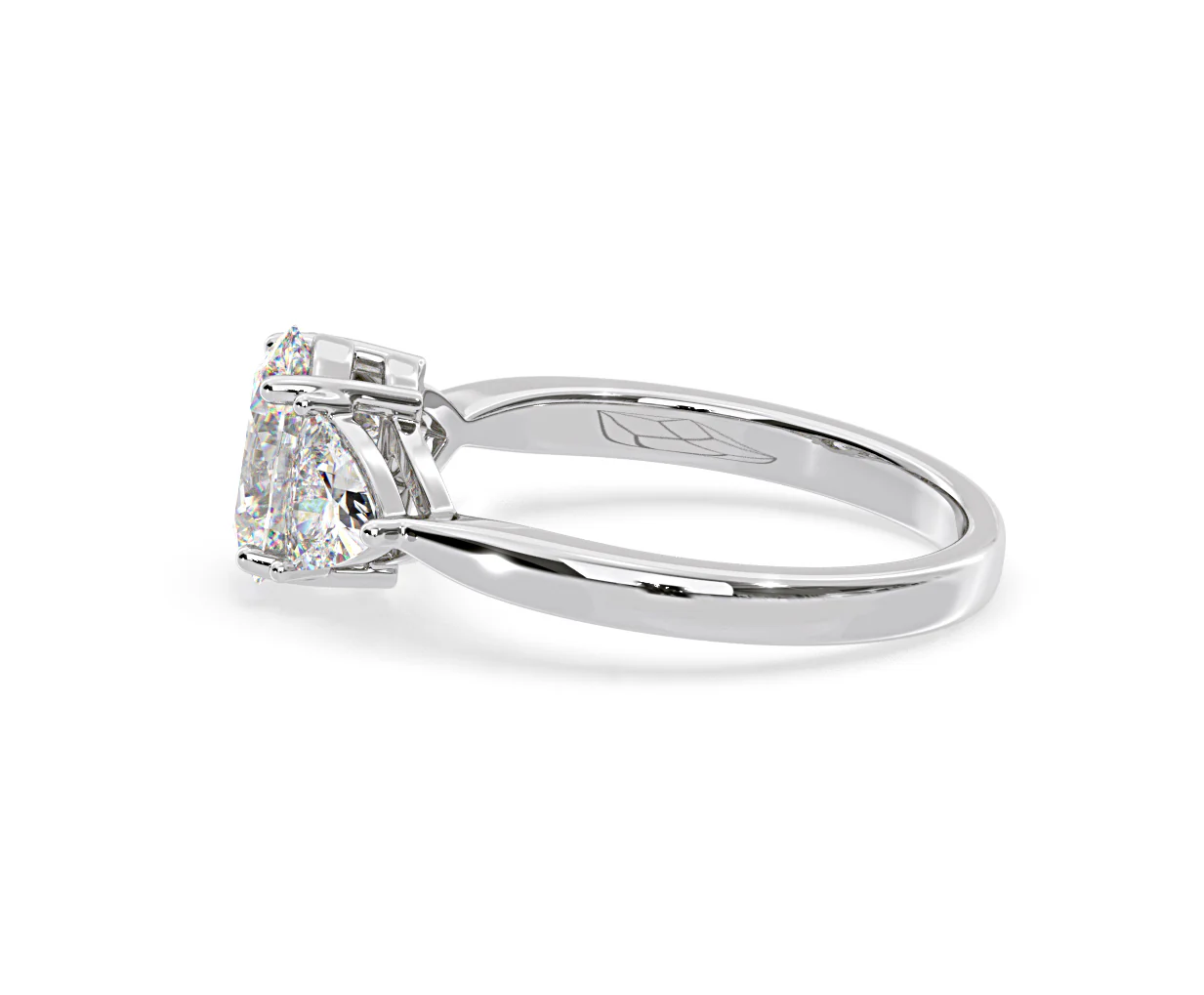 Dalia Lab Diamond Oval with Trillions 1.70ct Ring in 18K White Gold F/VS1 - Image 108