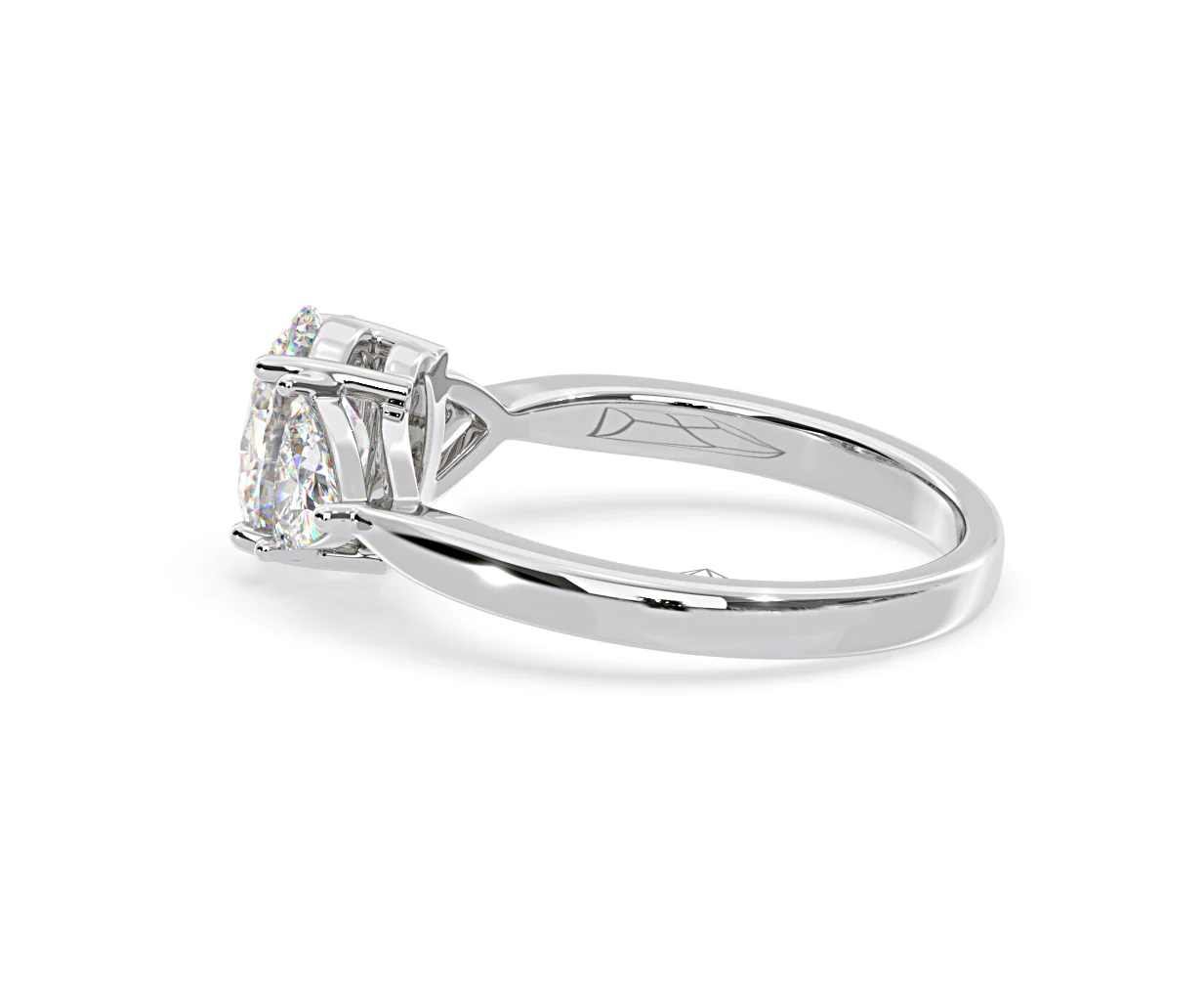 Dalia Lab Diamond Oval with Trillions 1.70ct Ring in 18K White Gold F/VS1 - Image 111