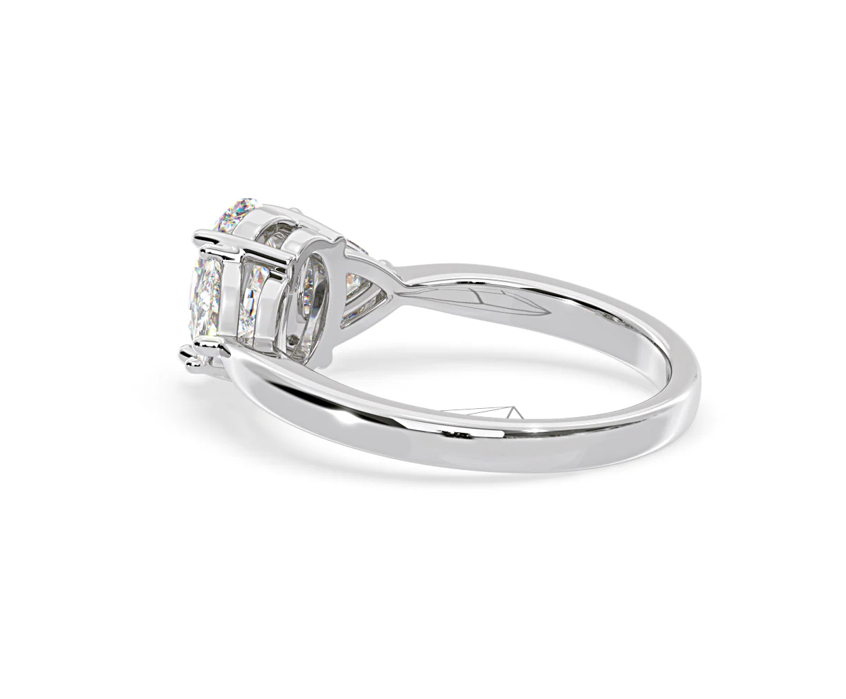 Dalia Lab Diamond Oval with Trillions 1.70ct Ring in 18K White Gold F/VS1 - Image 115