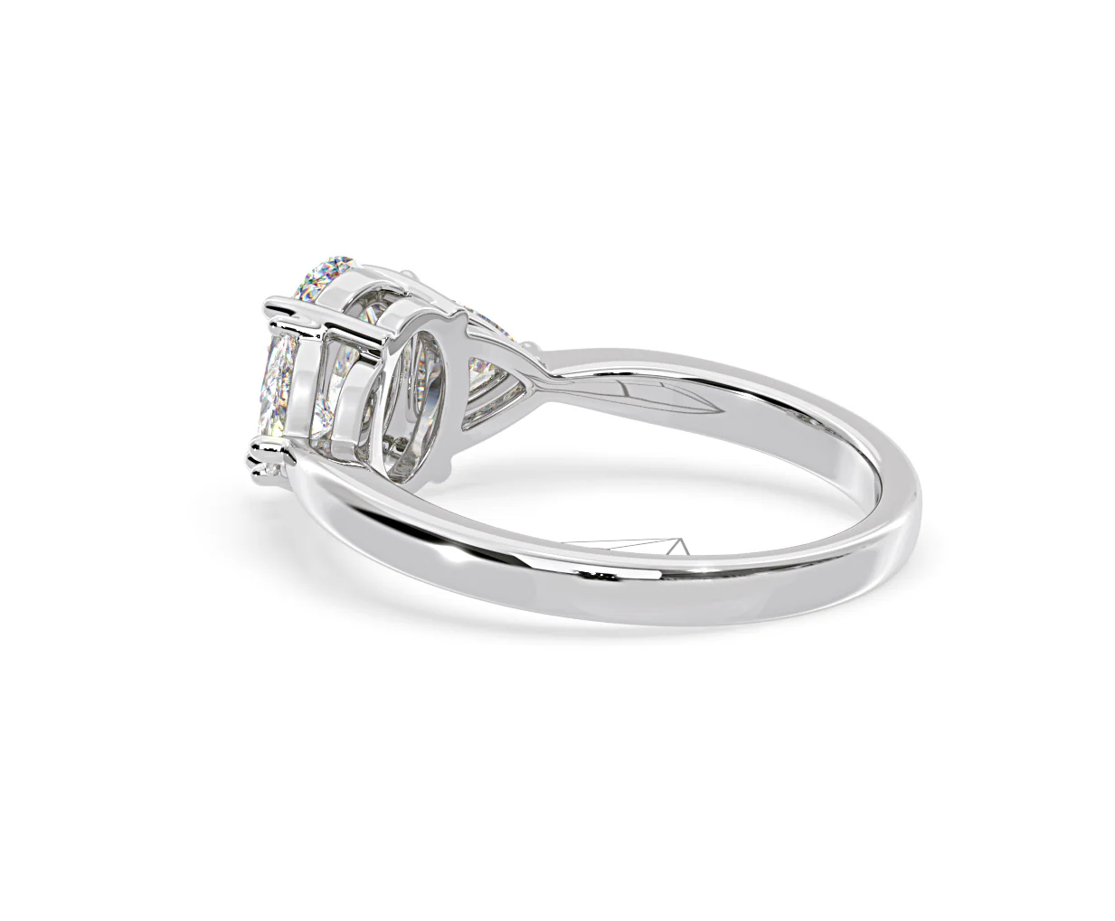 Dalia Lab Diamond Oval with Trillions 1.70ct Ring in 18K White Gold F/VS1 - Image 116