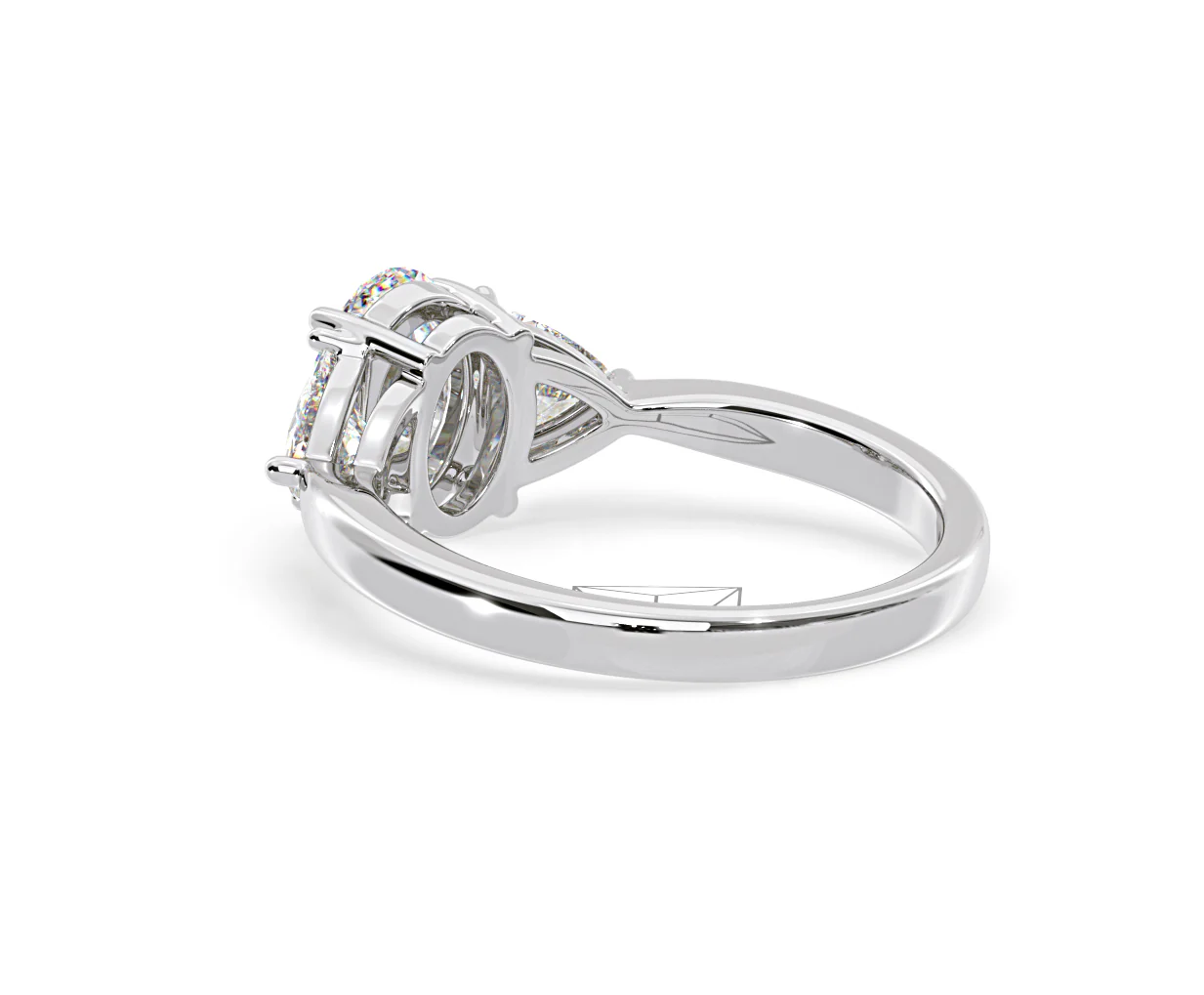 Dalia Lab Diamond Oval with Trillions 1.70ct Ring in 18K White Gold F/VS1 - Image 118