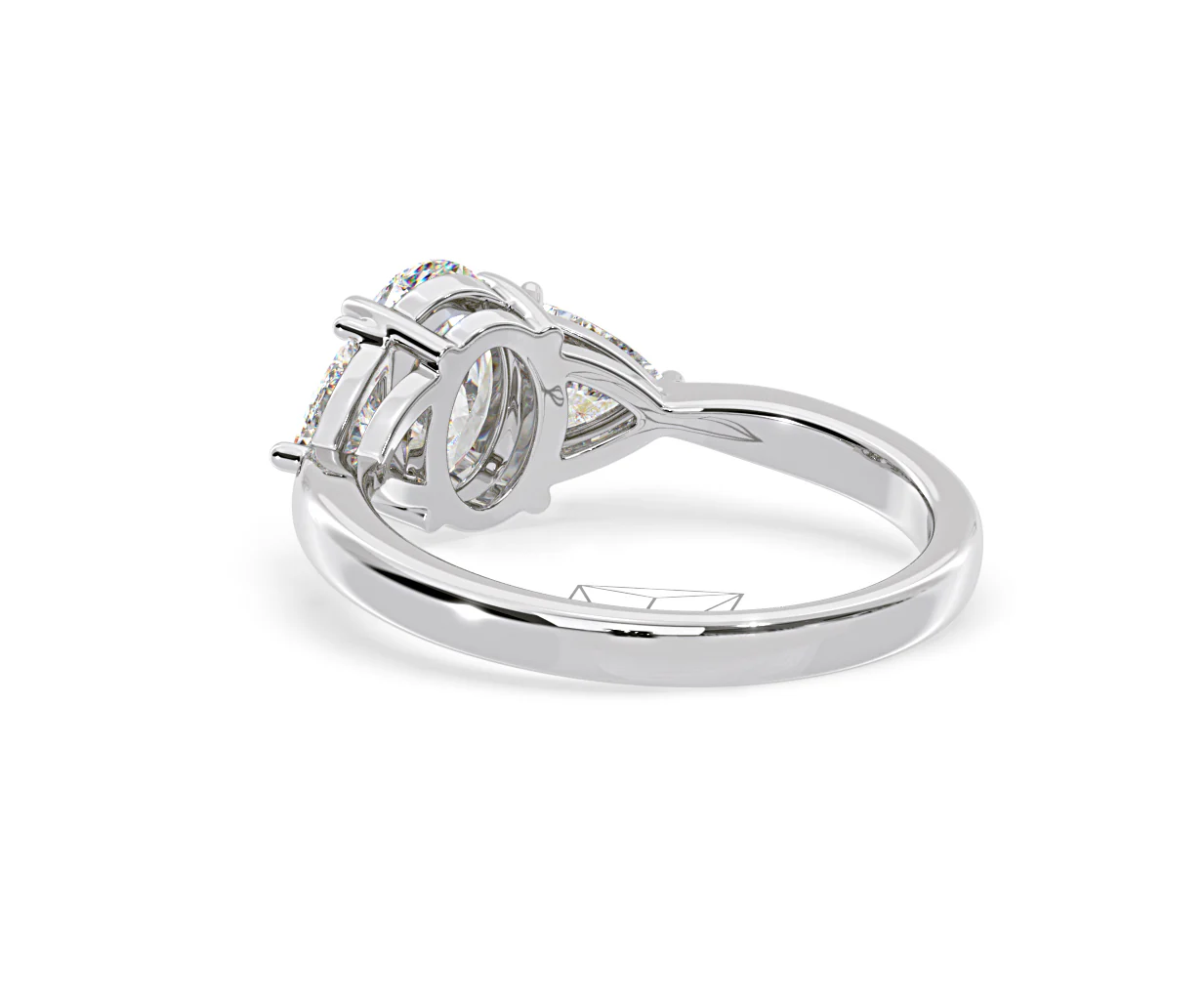 Dalia Lab Diamond Oval with Trillions 1.70ct Ring in 18K White Gold F/VS1 - Image 120