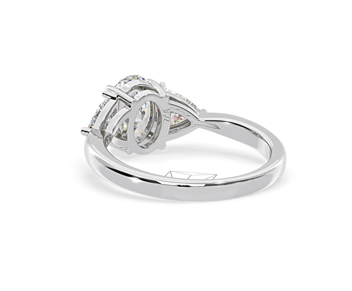 Dalia Lab Diamond Oval with Trillions 1.70ct Ring in 18K White Gold F/VS1 - Image 121