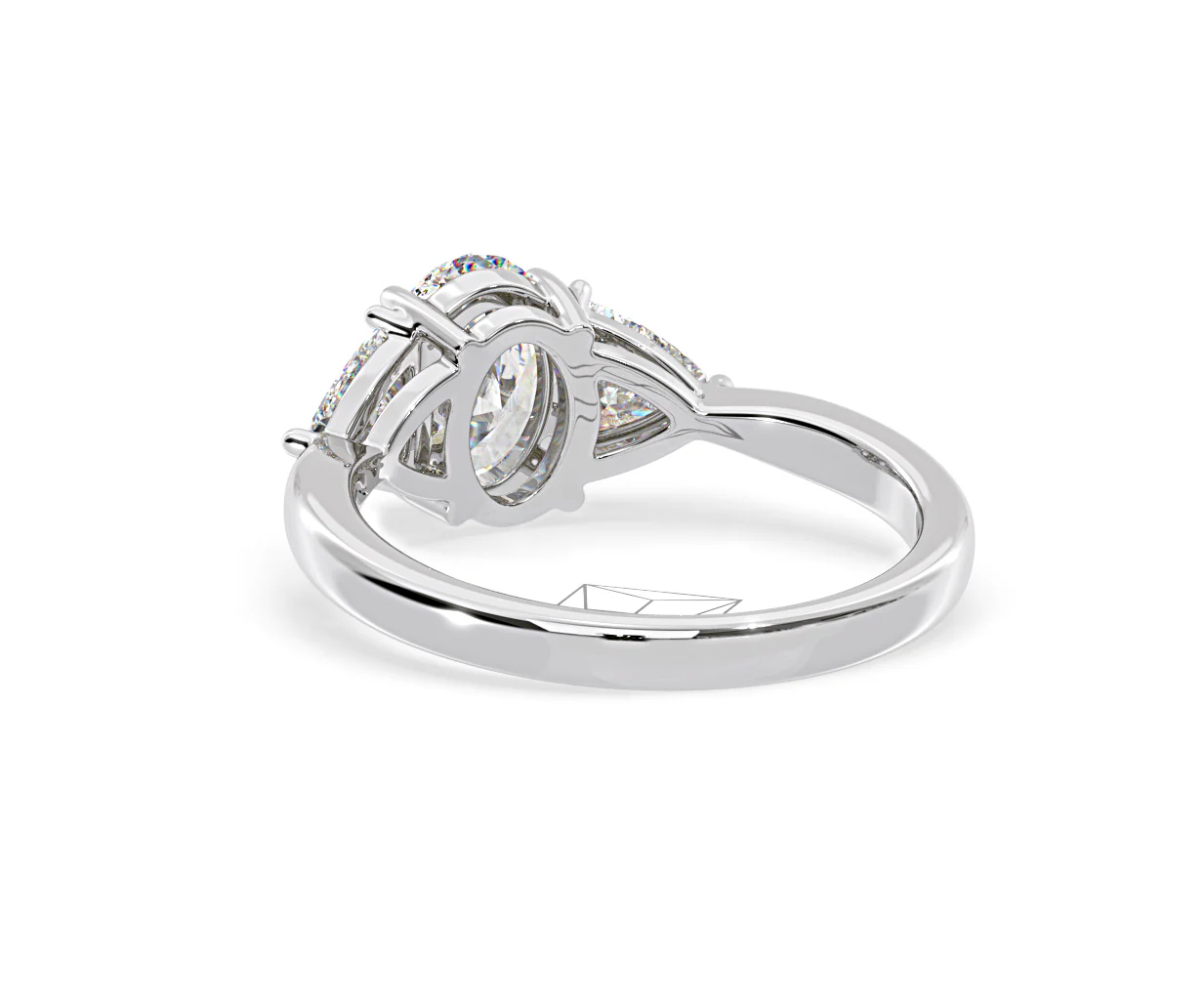 Dalia Lab Diamond Oval with Trillions 1.70ct Ring in 18K White Gold F/VS1 - Image 122