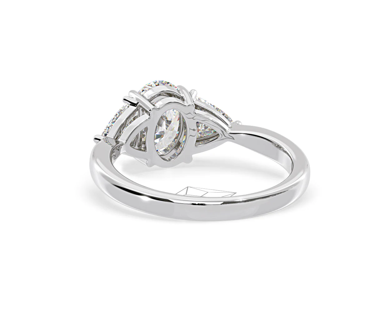Dalia Lab Diamond Oval with Trillions 1.70ct Ring in 18K White Gold F/VS1 - Image 123