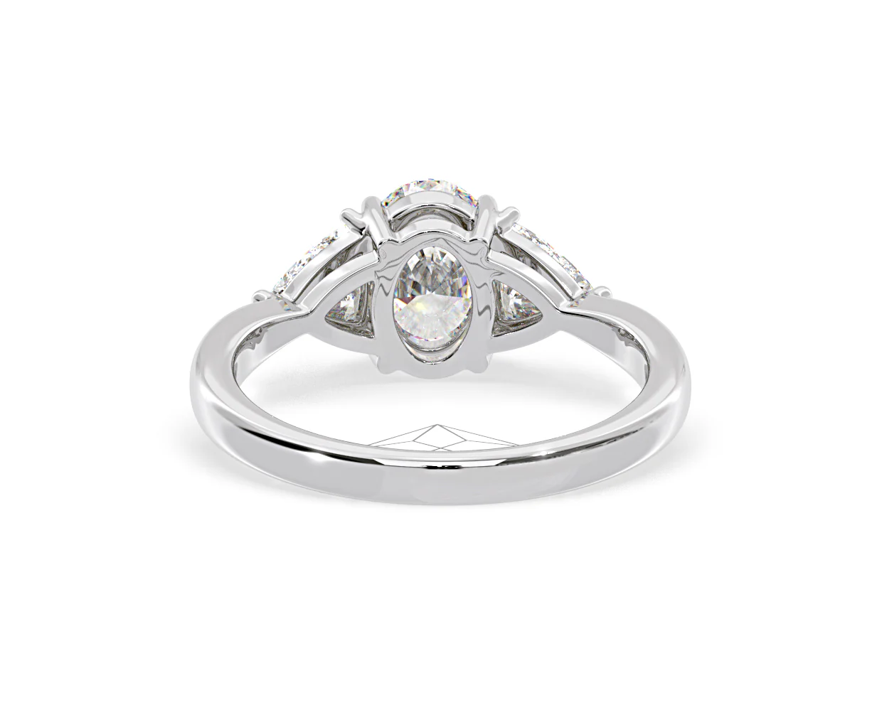 Dalia Lab Diamond Oval with Trillions 1.70ct Ring in 18K White Gold F/VS1 - Image 127