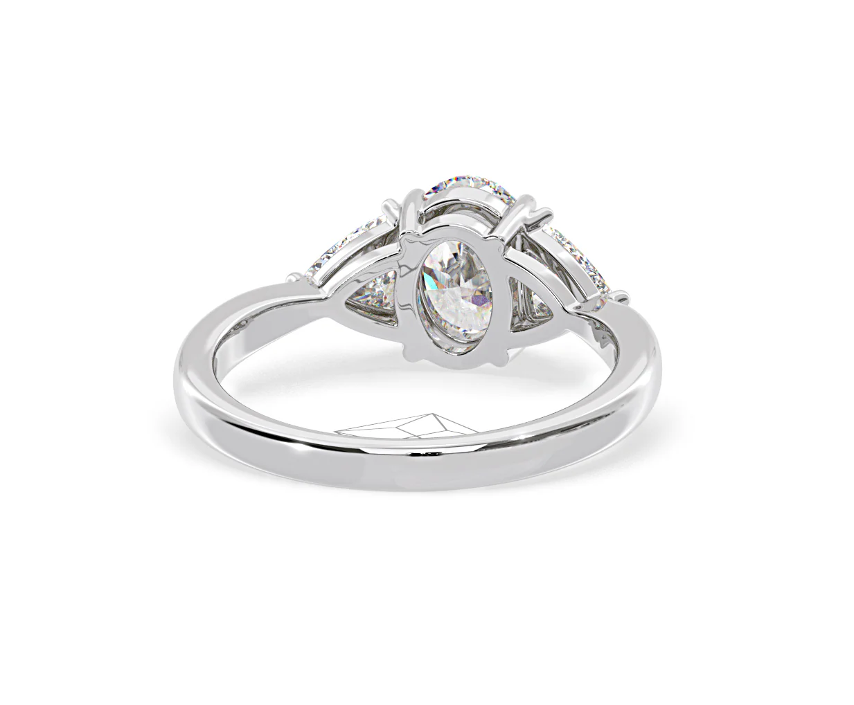 Dalia Lab Diamond Oval with Trillions 1.70ct Ring in 18K White Gold F/VS1 - Image 130