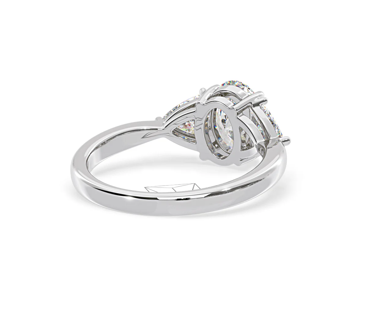 Dalia Lab Diamond Oval with Trillions 1.70ct Ring in 18K White Gold F/VS1 - Image 134