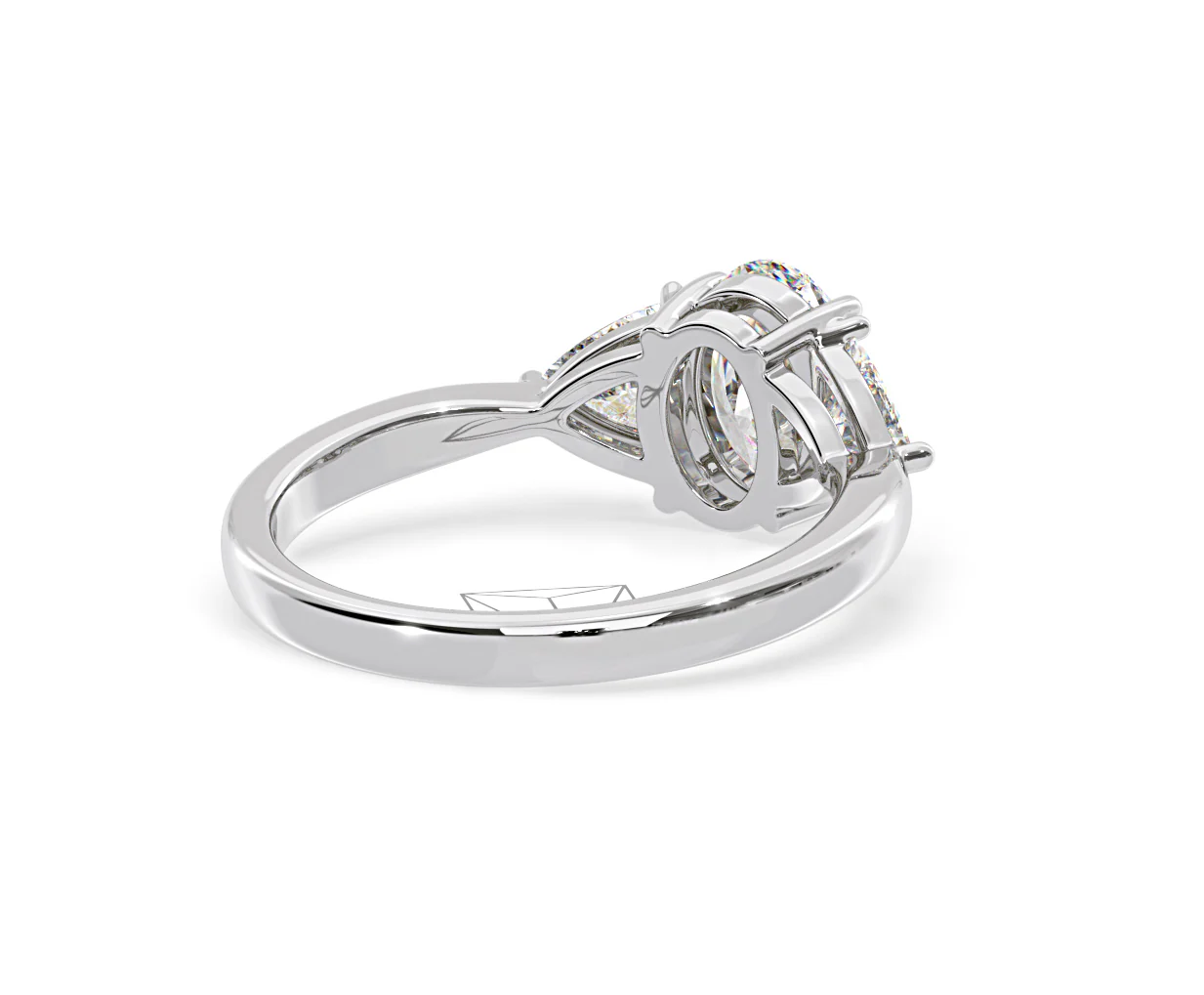 Dalia Lab Diamond Oval with Trillions 1.70ct Ring in 18K White Gold F/VS1 - Image 135