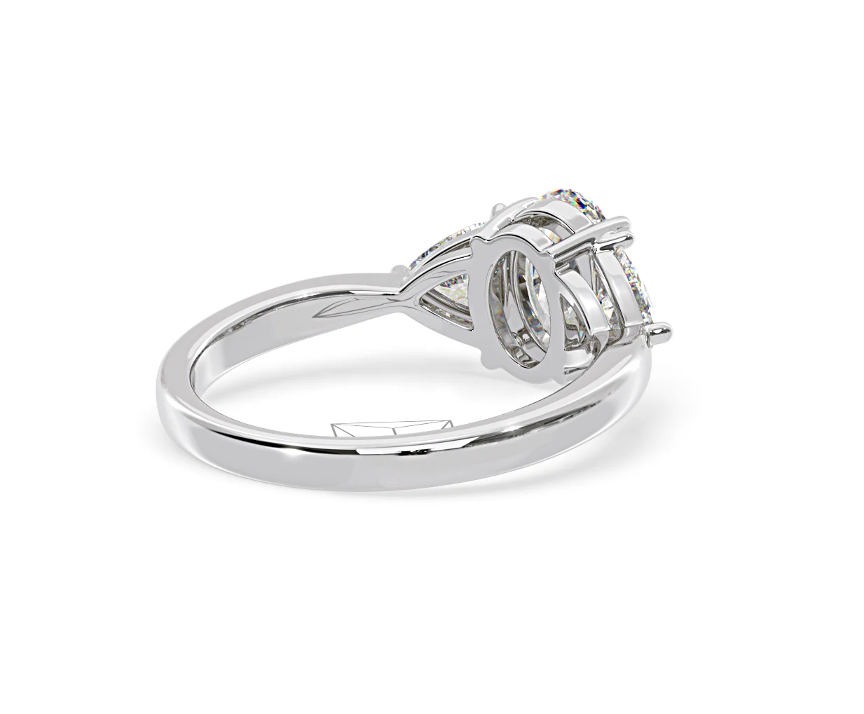 Dalia Lab Diamond Oval with Trillions 1.70ct Ring in 18K White Gold F/VS1 - Image 136