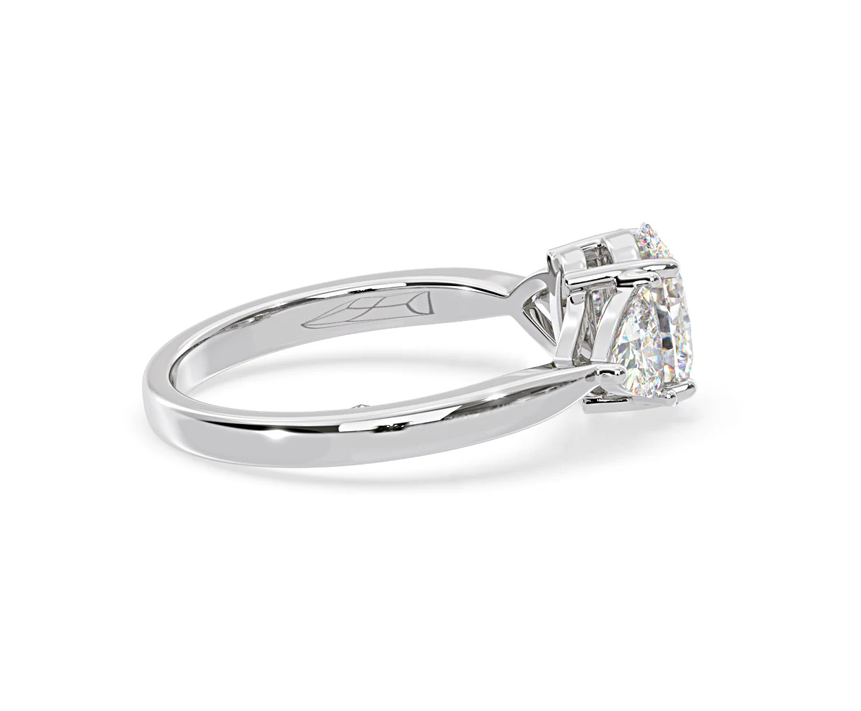 Dalia Lab Diamond Oval with Trillions 1.70ct Ring in 18K White Gold F/VS1 - Image 145