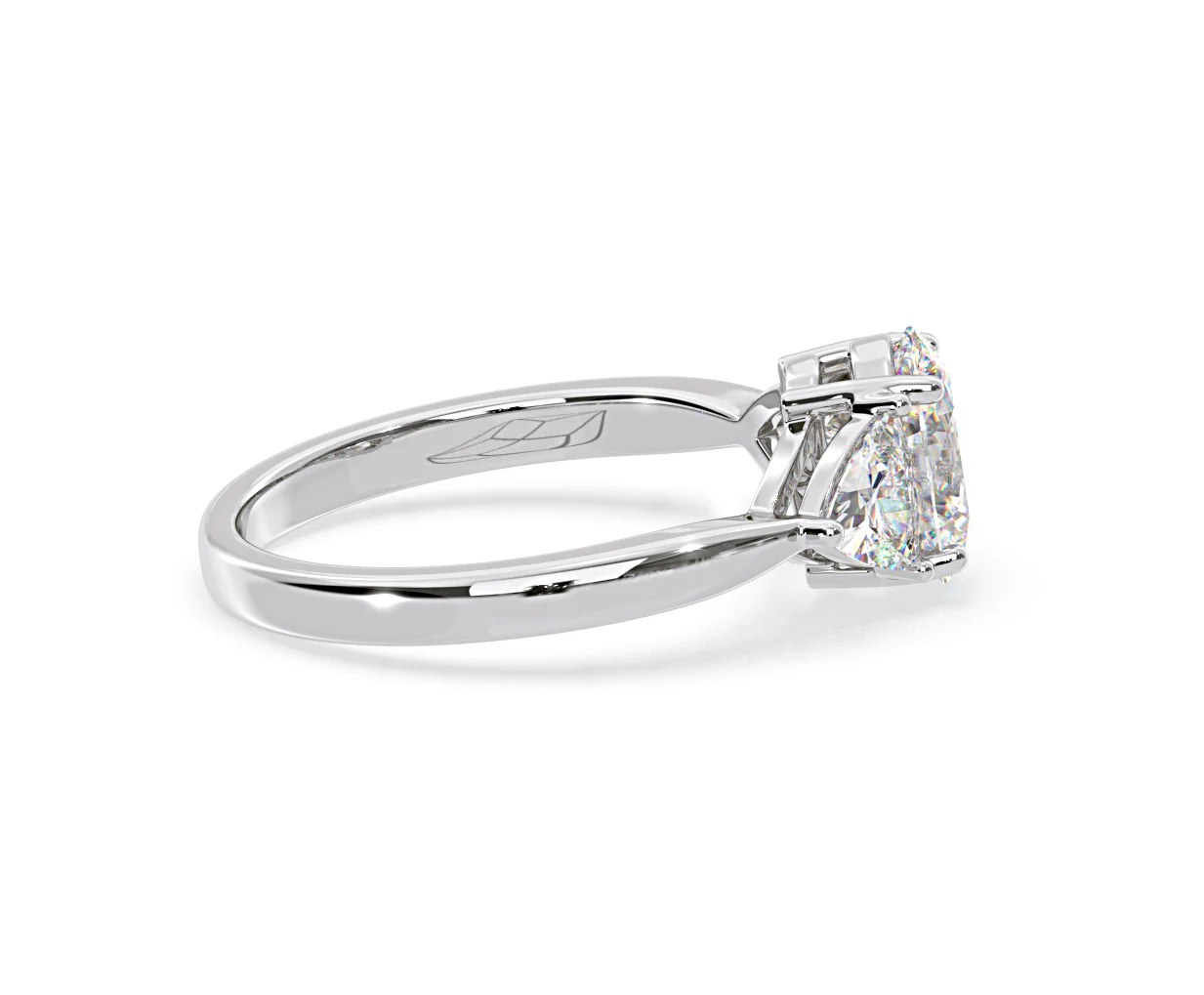 Dalia Lab Diamond Oval with Trillions 1.70ct Ring in 18K White Gold F/VS1 - Image 147