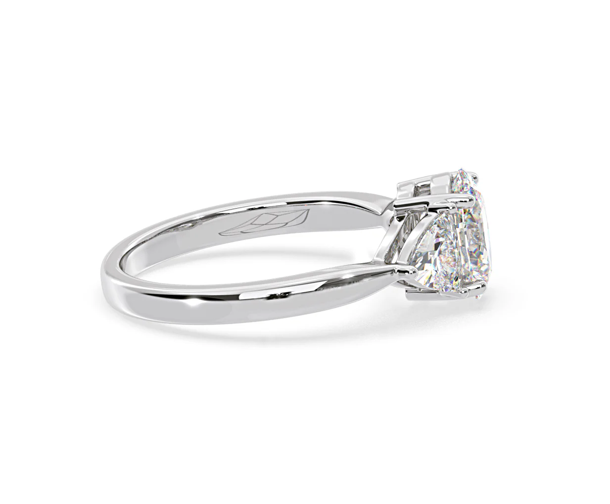 Dalia Lab Diamond Oval with Trillions 1.70ct Ring in 18K White Gold F/VS1 - Image 148