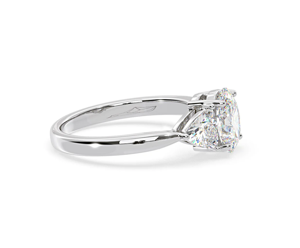 Dalia Lab Diamond Oval with Trillions 1.70ct Ring in 18K White Gold F/VS1 - Image 151