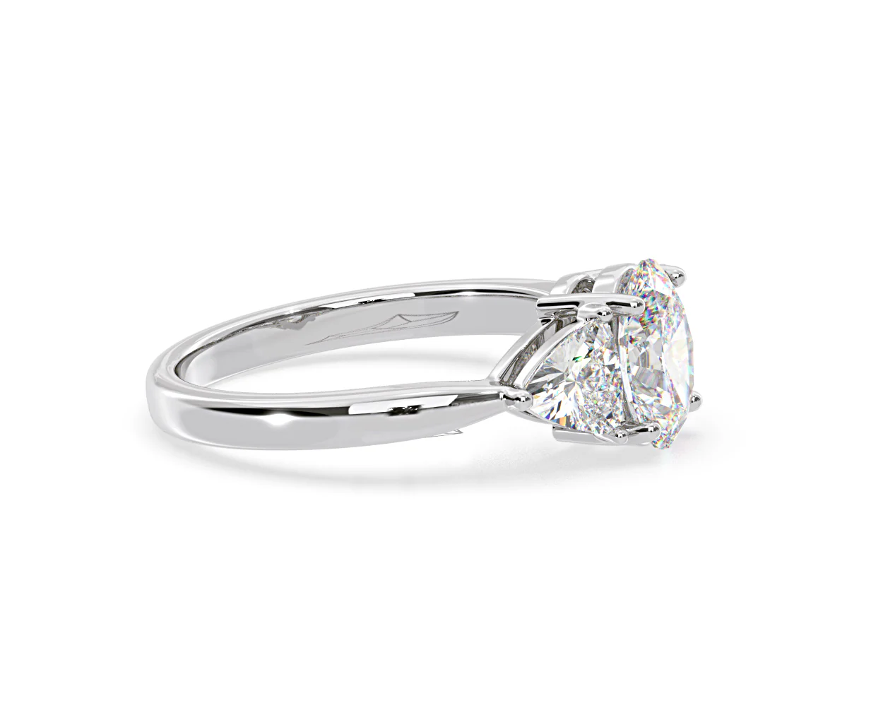 Dalia Lab Diamond Oval with Trillions 1.70ct Ring in 18K White Gold F/VS1 - Image 152