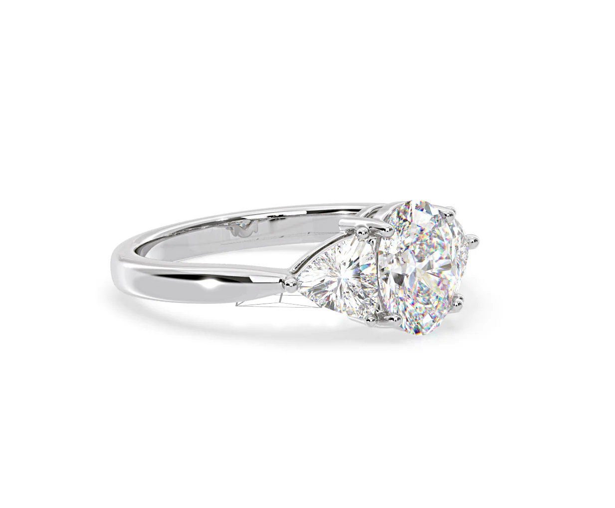 Dalia Lab Diamond Oval with Trillions 1.70ct Ring in 18K White Gold F/VS1 - Image 158